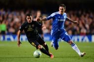 Chelsea’s Frank Lampard (right) vies for the ball with Barcelona’s Alexis Sanchez in the 2011-12 UEFA Champions League Semi-Final first leg at Stamford Bridge.